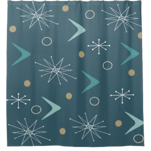 Cortina Para Box Teal de Starbursts de Idade Atômica Dourado