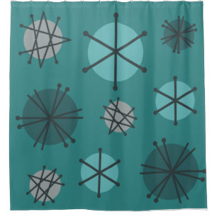 Cortina Para Box Teal de Starbursts Modernos do meio século