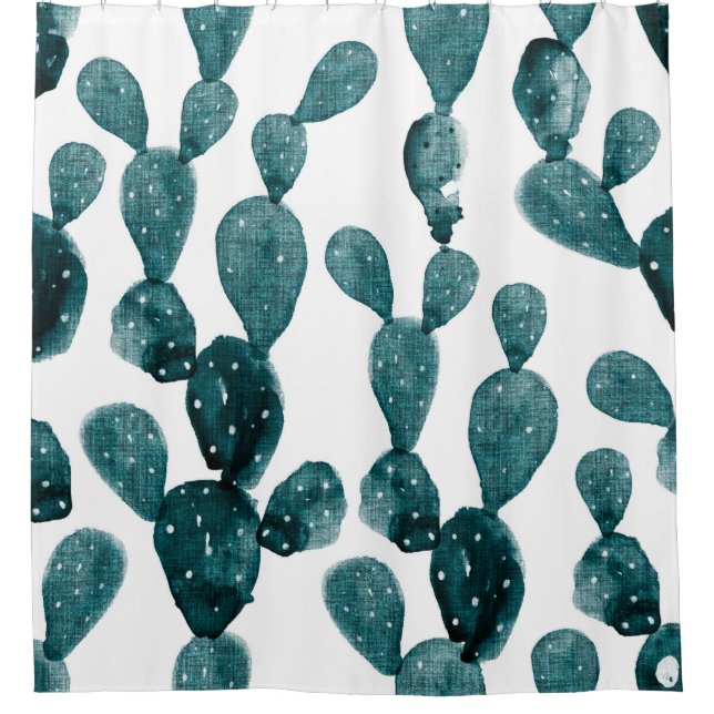 Cortina Para Box Teal Green Prickly Pear Cactus (Frente)
