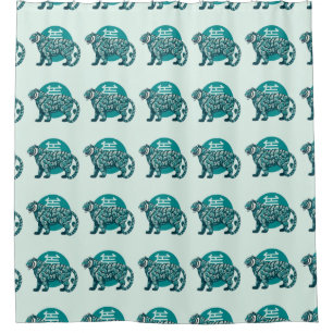 Cortina Para Box Teal Tiger Emblem
