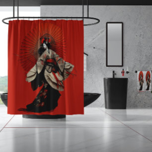 Cortina Para Box Teatro Dramático de Kabuki Vermelho e Negro