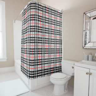 Cortina Para Box Tecido Checkered clássico vermelho branco preto d