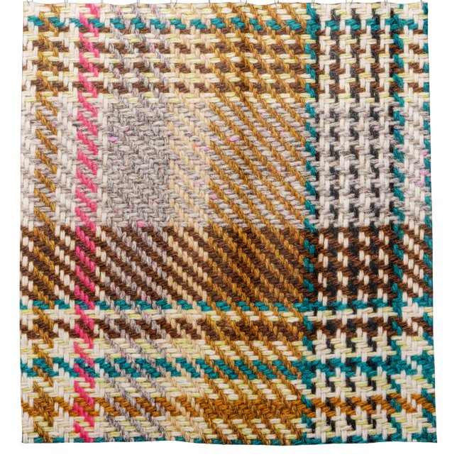 Cortina Para Box Tecido marrom, lã escocesa. (Frente)