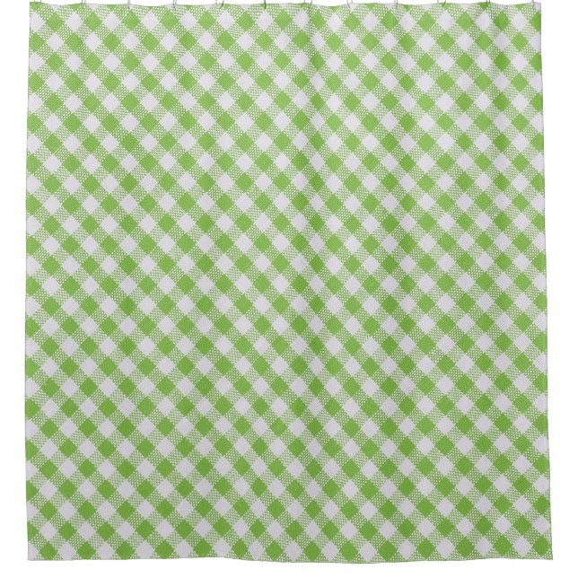 Cortina Para Box Tecido verde com verificação: textura fechada. (Frente)