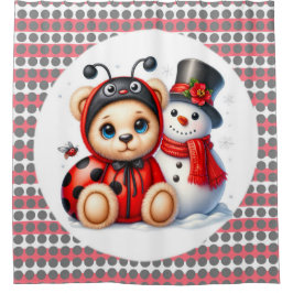 Cortina Para Box Teddy Bear Ladybug com Chá de fraldas de Snowman