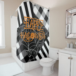 Cortina Para Box Teia de Aranha Preto e Branco Remendado Halloween