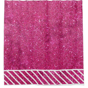 Cortina Para Box Tela rosa personalizada e riscas brancas Tinta mod