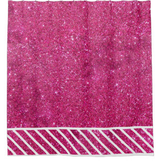 Cortina Para Box Tela rosa personalizada e riscas brancas Tinta mod
