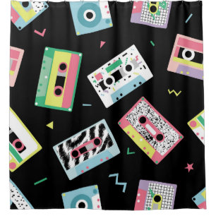 Cortina Para Box Telas de áudio retrorativas, padrão de estilo 80s.
