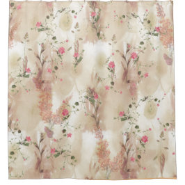 Cortina Para Box Tema Botânico Elegante de Tonalidade Neutra do out