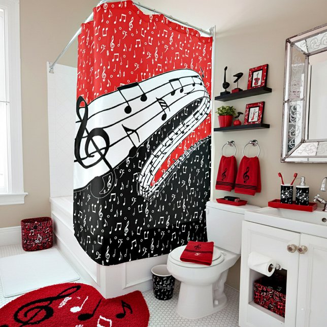 Cortina Para Box tema musical vermelho e preto (Criador carregado)