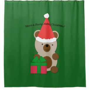 Cortina Para Box Tenha um Urso de Natal Feliz