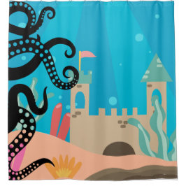 Cortina Para Box Tentáculos Engraçados Sob O Polvo Do Mar