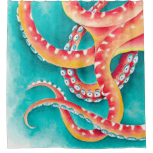 Cortina Para Box Tentáculos Vermelho Laranja