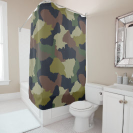 Cortina Para Box Terra Tones Verde Camuflagem Castanho