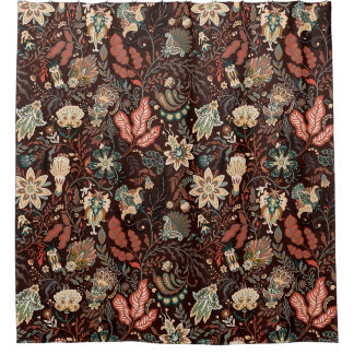 Cortina Para Box Terracota Vintage Paisley Floral Terroso
