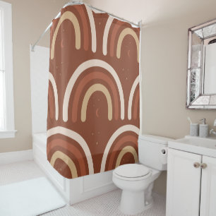 Cortina Para Box Terracotta Boho Arco-Íris Boêmian Lua Stars Brown