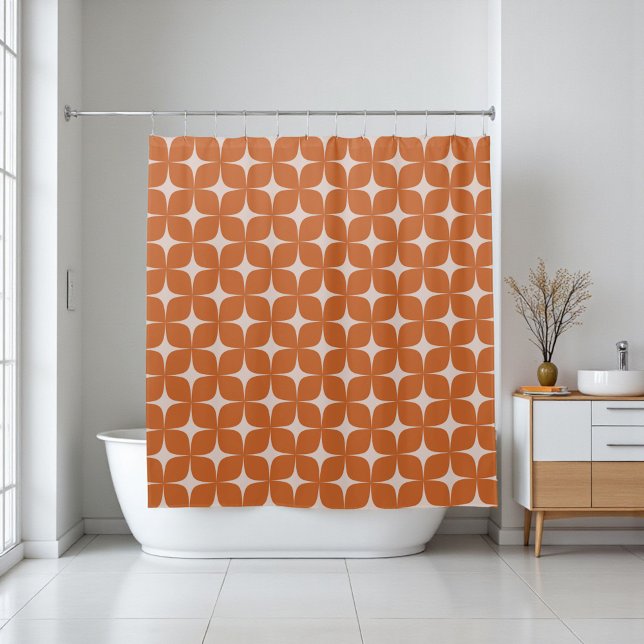 Cortina Para Box Terracotta Meio século Modern Boho Geométrico (Terracotta Mid Century Modern Boho Geometric Shower Curtain)