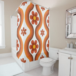 Cortina Para Box Terracotta Meio século Moderno Arco-Íris Floral Re