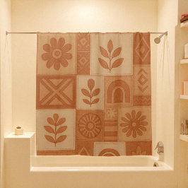 Cortina Para Box Terracotta Patchwork Quilt Rustic Farmhouse Floral