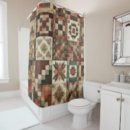 Cortina Para Box Terracotta Patchwork Quilt Rustic Retro Floral