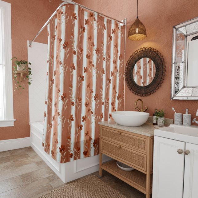 Cortina Para Box Terracotta Wildflower Stripe (Criador carregado)