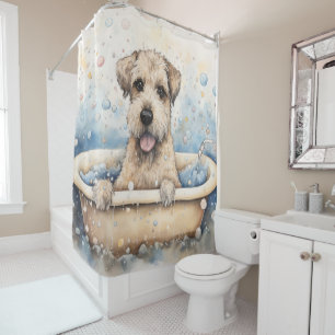 Cortina Para Box Terrier Wheaten na Banheira Arte de Cachorro em Aq