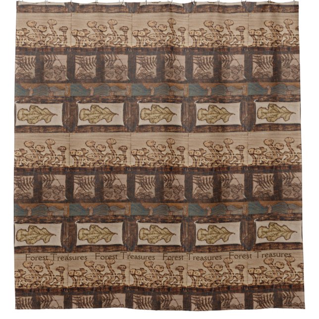 Cortina Para Box Tesouros Florestais Madeira Rubário Cabina (Frente)