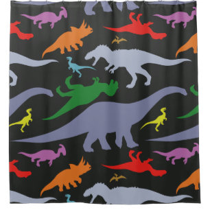 Cortina Para Box Teste padrão colorido do dinossauro (escuro)