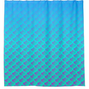 Cortina Para Box Teste padrão da sereia no azul e no roxo do Aqua
