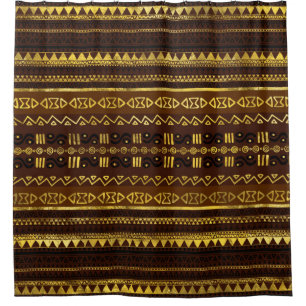 Cortina Para Box Teste padrão dourado africano étnico no marrom