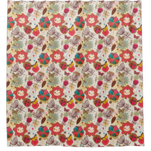 Cortina Para Box Teste padrão floral no estilo retro 4
