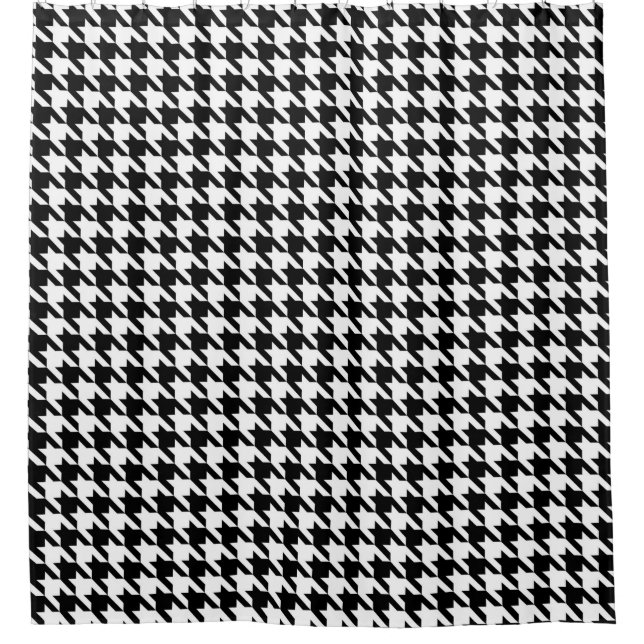 Cortina Para Box Teste padrão preto e branco de Houndstooth (Frente)