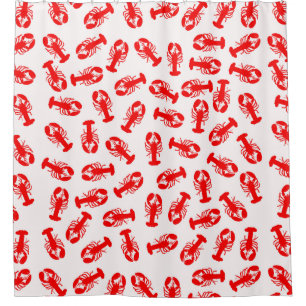 Cortina Para Box Teste padrão vermelho bonito do animal da lagosta