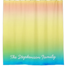 Cortina Para Box Texto Branco e Gradiente Azul Legal a Amarelo