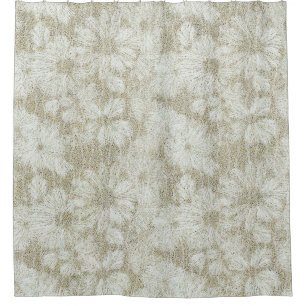 Cortina Para Box Textura Cremosa de Veludo Floral Margarida