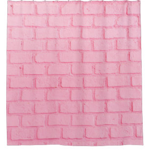 Cortina Para Box Textura da parede de fundo do tijolo rosa pastel.