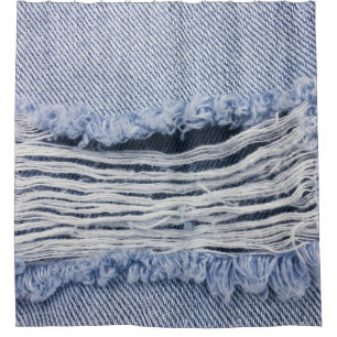 Cortina Para Box Textura de Jeans rasgados azuis claros