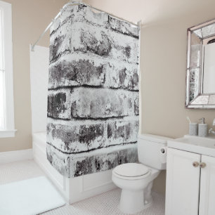 Cortina Para Box Textura de tijolos industriais de contraste branco