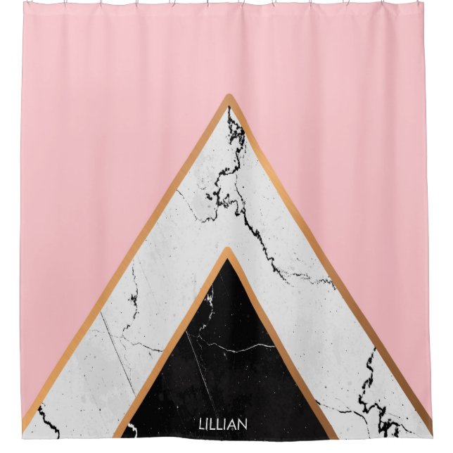 Cortina Para Box Textura em mármore com linhas de Ouro (Frente)