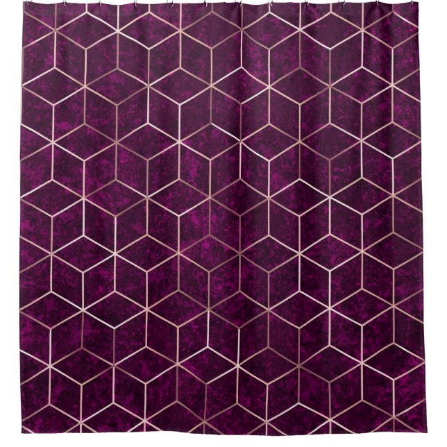 Cortina Para Box Textura Geométrica de Folha de Ouro Sparkle (Frente)