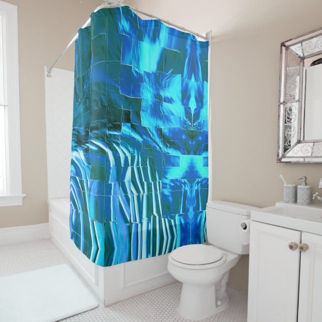 Cortina Para Box Textura metálica abstrato de mosaico céu limpo (In Situ)