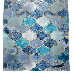 Cortina Para Box Texturas Minerais Azuis de Trellis