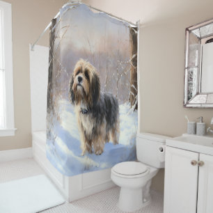 Cortina Para Box Tibetan Terrier Deixe Nevar Natal