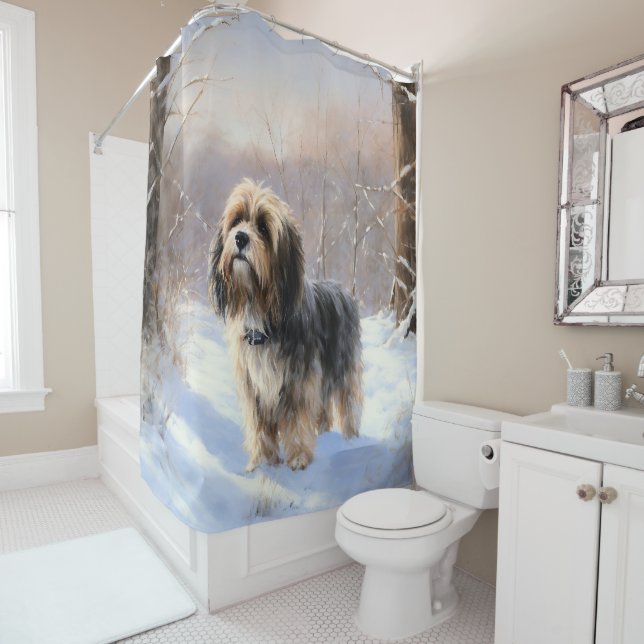 Cortina Para Box Tibetan Terrier Deixe Nevar Natal (In Situ)