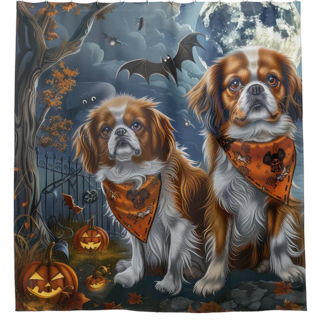 Cortina Para Box Tibetano Spaniel Halloween Spooky (Frente)