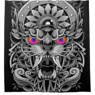 Cortina Para Box Tigre com raiva abstrato