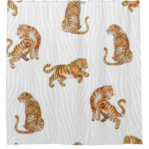 Cortina Para Box Tigres Selvagens: Padrão Animal De Aquarela.
