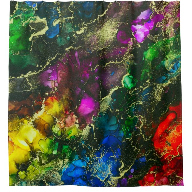 Cortina Para Box Tinta de Abstrato alcoólico psicodélica (Frente)