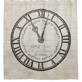 Cortina Para Box Tipografia do relógio romano da Fazenda rustica Ho